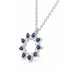 Azure Halo Sapphire Necklace