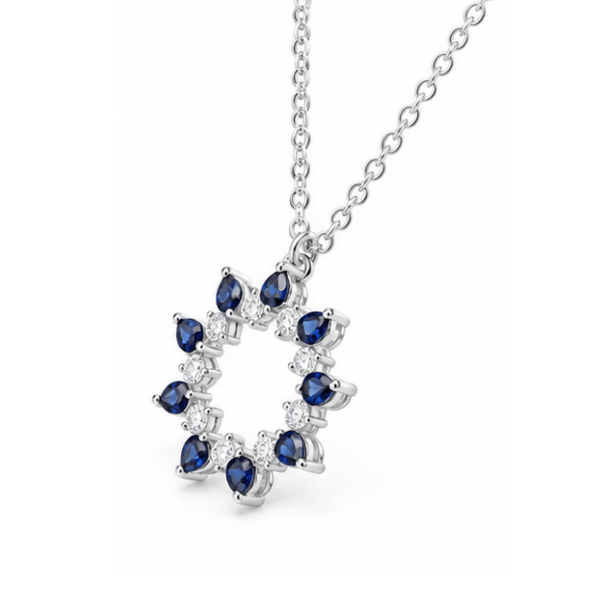 Azure Halo Sapphire Necklace