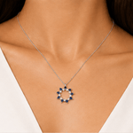 Azure Halo Sapphire Necklace