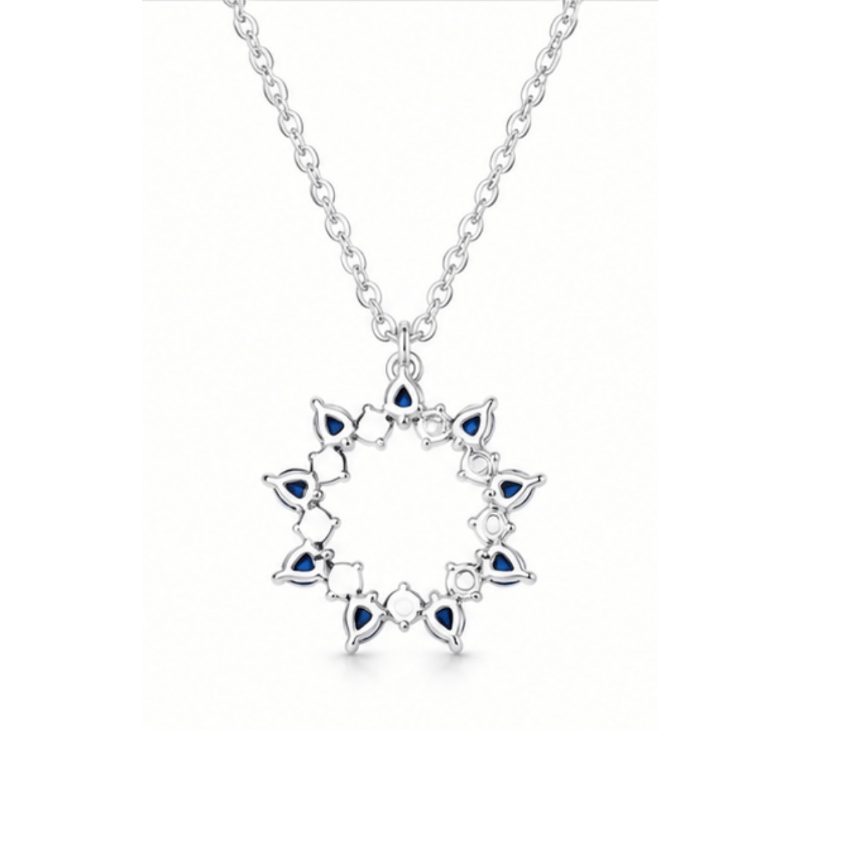 Azure Halo Sapphire Necklace