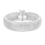 Sterling Silver Rhodium Plated Thick Tubogas Bracelet (16.00 mm)