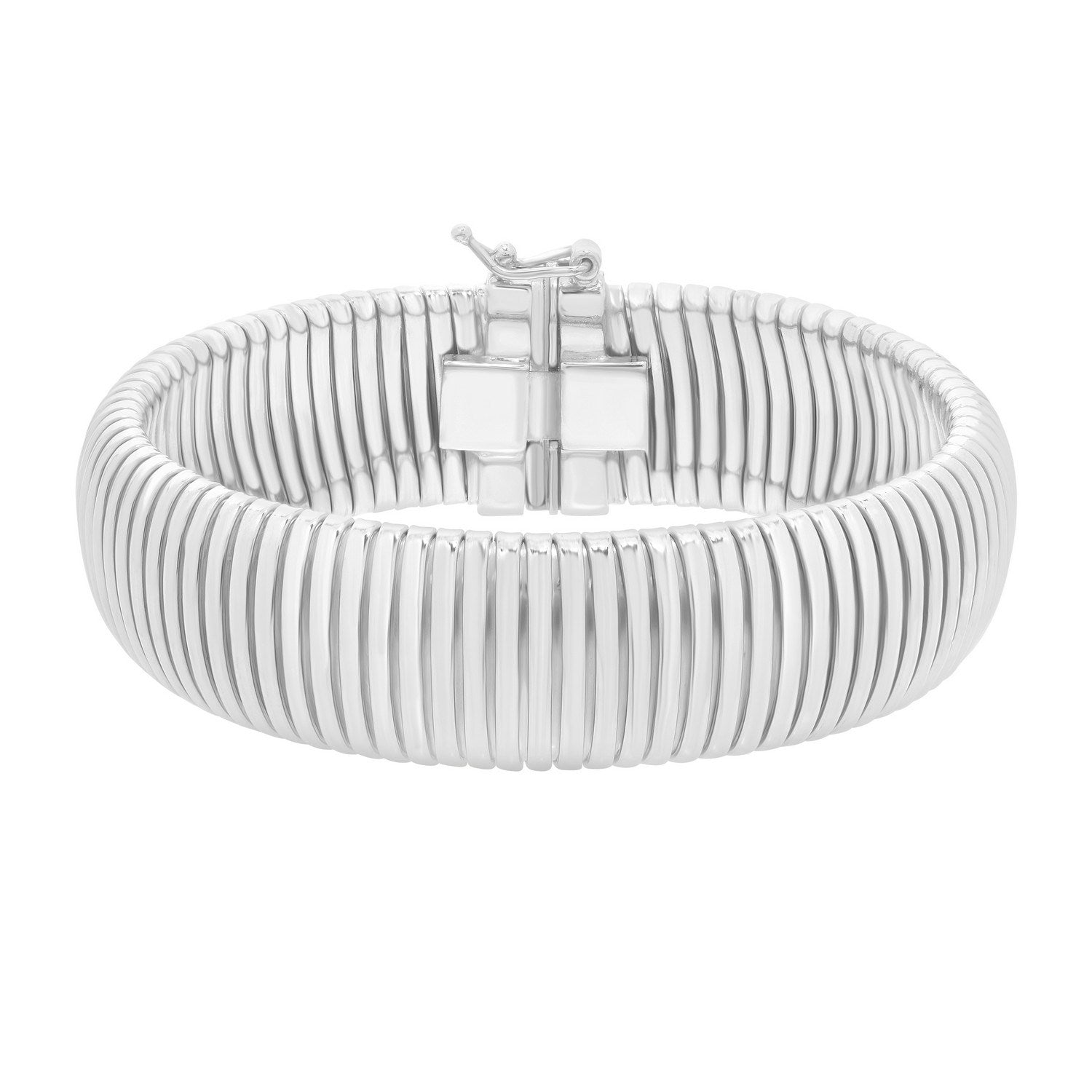 Sterling Silver Rhodium Plated Thick Tubogas Bracelet (16.00 mm)