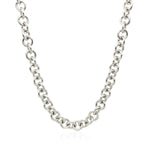 Sterling Silver Rhodium Plated Rolo Chain Necklace with a Heart Toggle Charm