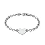 Sterling Silver Rhodium Plated Chain Bracelet with a Flat Heart Station(5.00 mm)