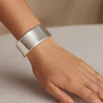 Sterling Silver Rhodium Plated Wide Sculpted Cuff Bangle