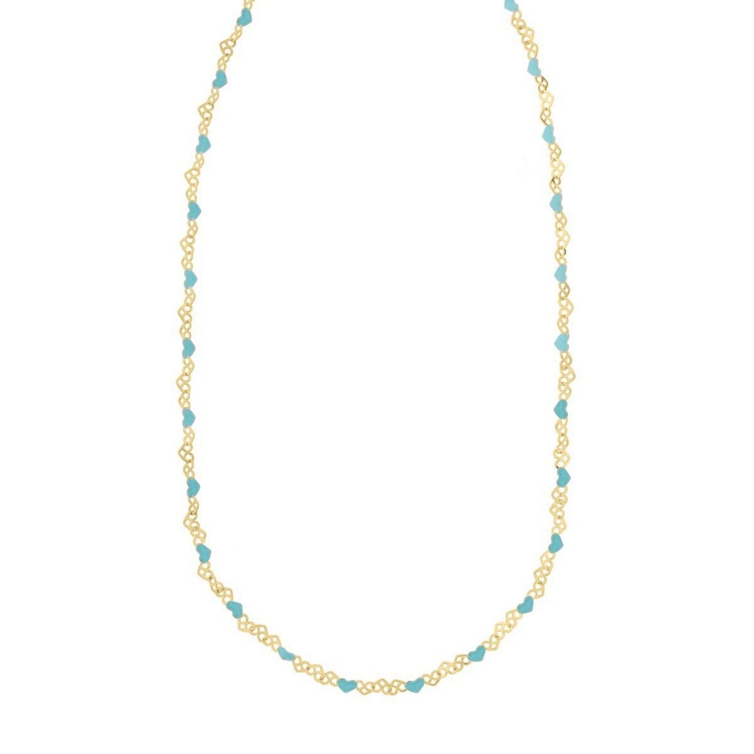 Sterling Silver Gold Plated Blue Enamel Hearts Necklace