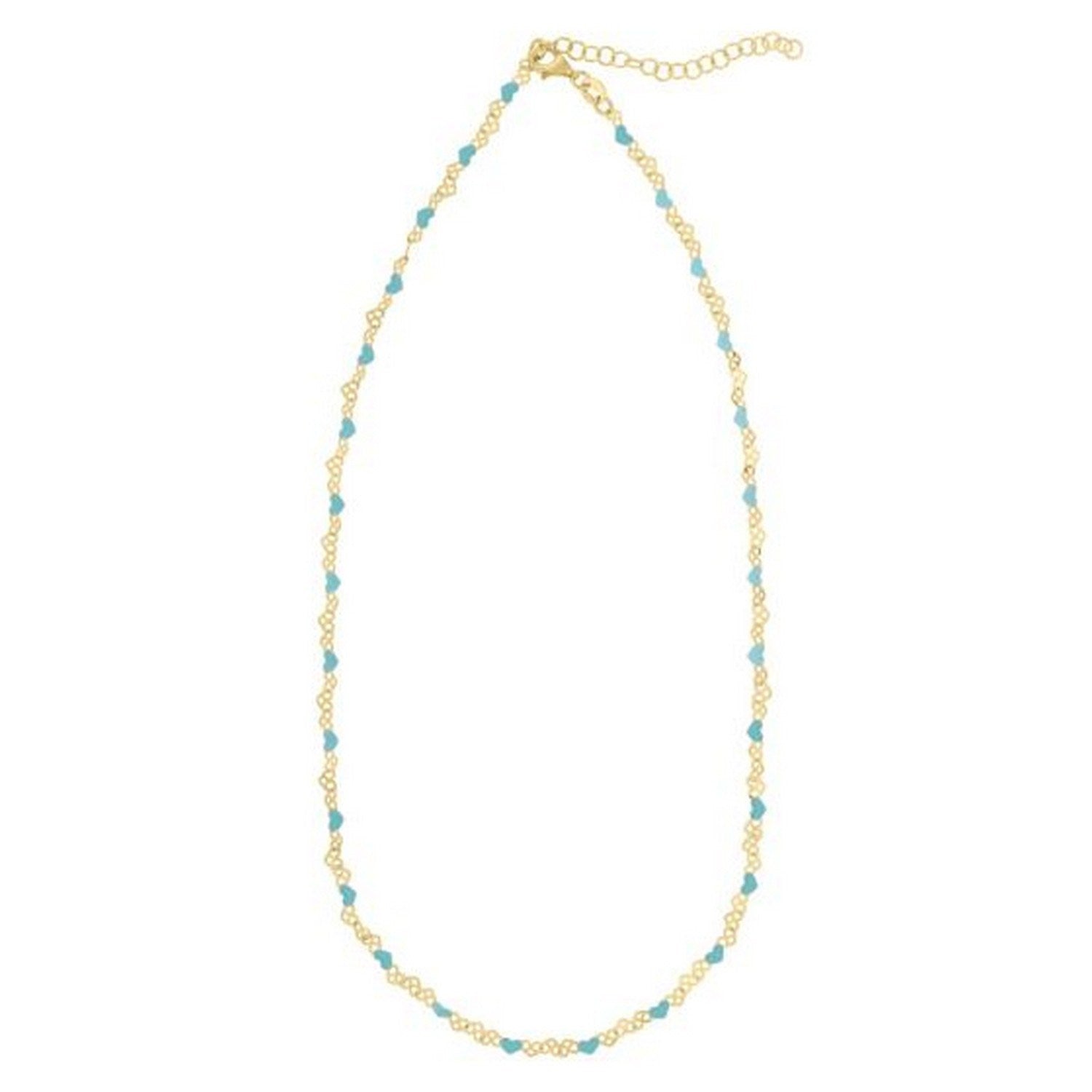 Sterling Silver Gold Plated Blue Enamel Hearts Necklace