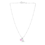 Sterling Silver Rhodium Plated Enamel Flower and Ladybug Necklace