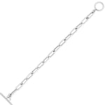 Sterling Silver Rhodium Plated Paperclip Toggle Bracelet (10.20 mm)