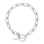 Sterling Silver Rhodium Plated Paperclip Toggle Bracelet (10.20 mm)