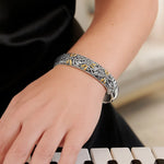 18k Yellow Gold and Sterling Silver Cuff with Dragonfly and Flourishes(12.70 mm)