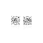 Sterling Silver Stud Earrings with White Hue Faceted Cubic Zirconia(6mm)