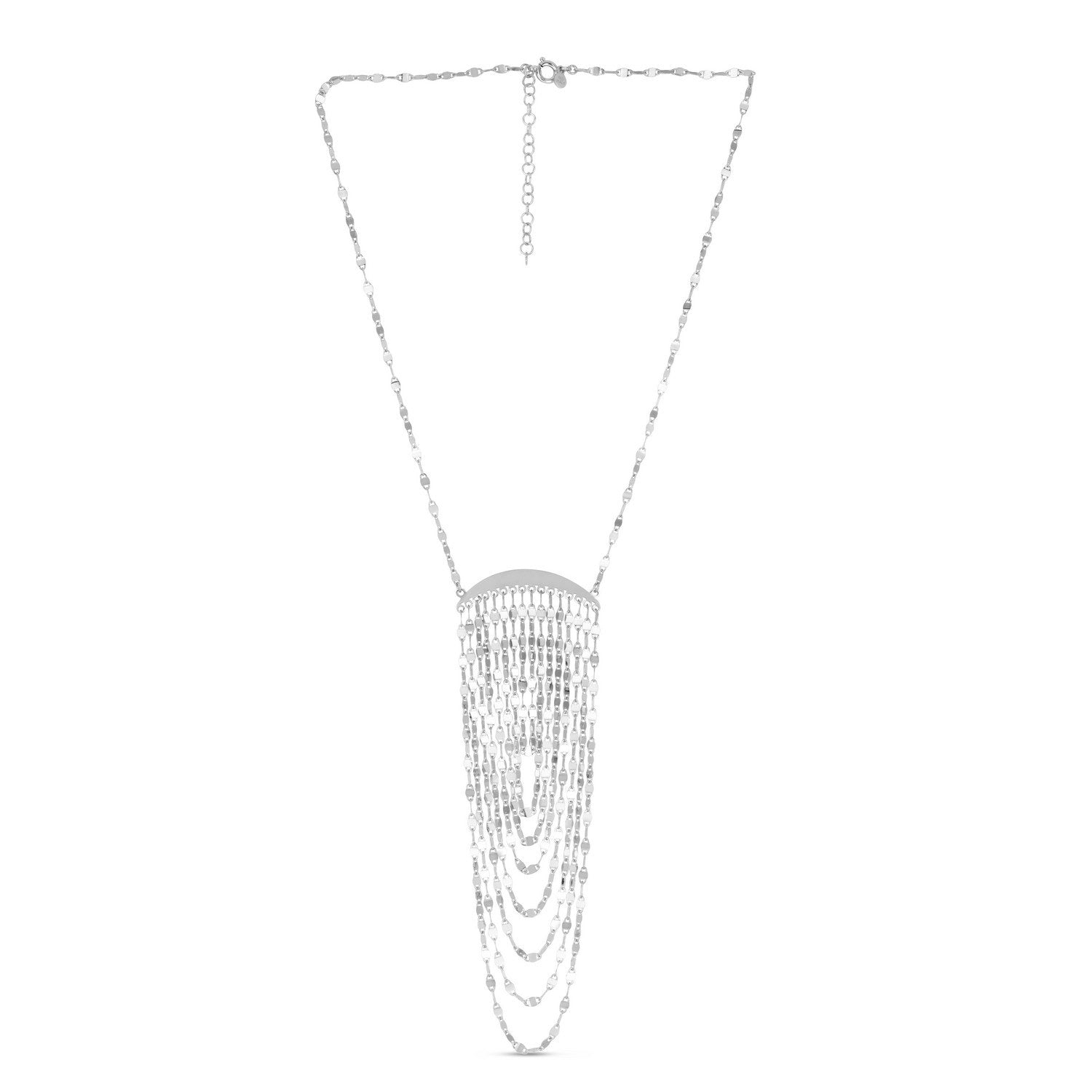 Sterling Silver Rhodium Plated Drape Necklace