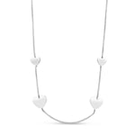 Sterling Silver Rhodium Plated Hearts Station Necklace