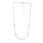 Sterling Silver Rhodium Plated Hearts Station Necklace