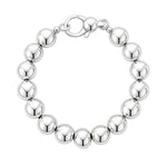 Rhodium Plated Sterling Silver Bold Bead Bracelet (10.00 mm)