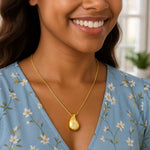 Sterling Silver Gold Plated Puffed Raindrop CZ Necklace
