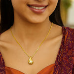Sterling Silver Gold Plated Puffed Raindrop CZ Necklace