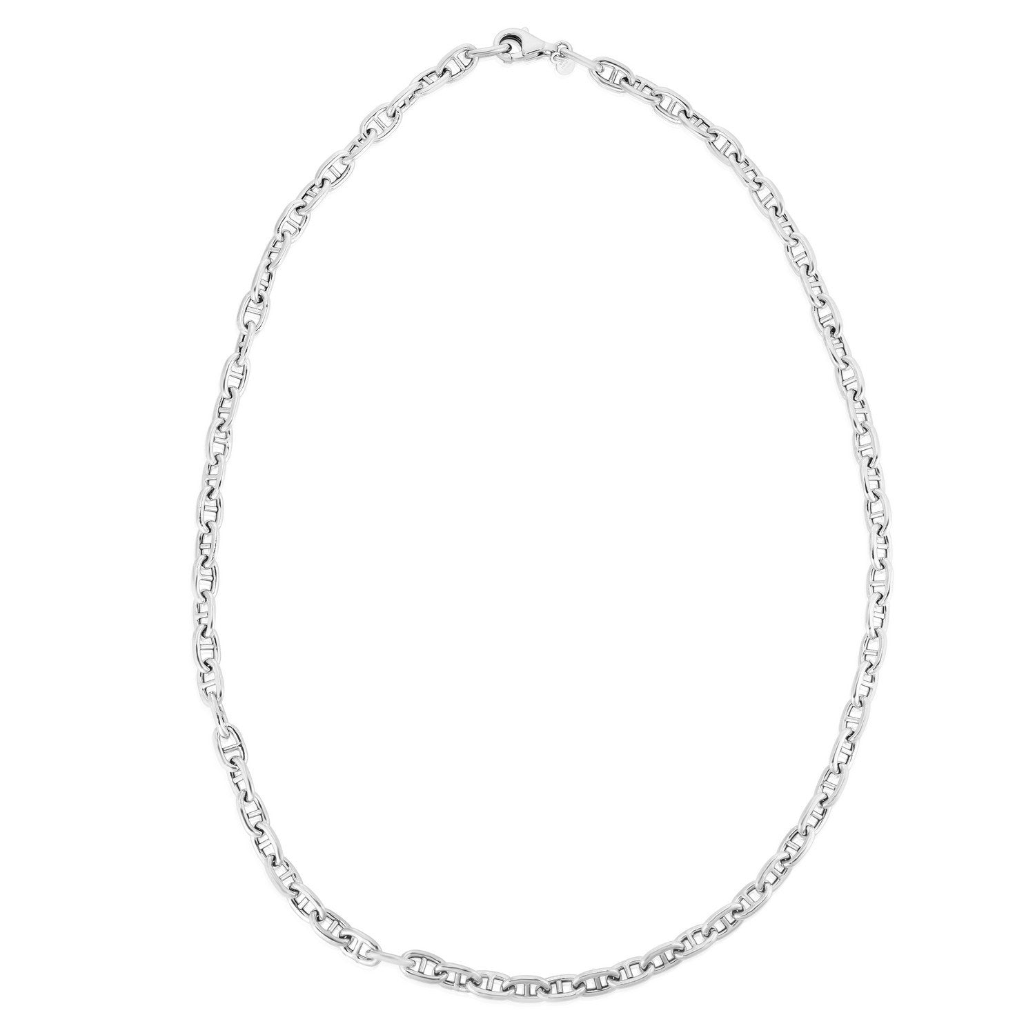 Sterling Silver Rhodium Plated Puffed Mariner Bracelet (5.90 mm)