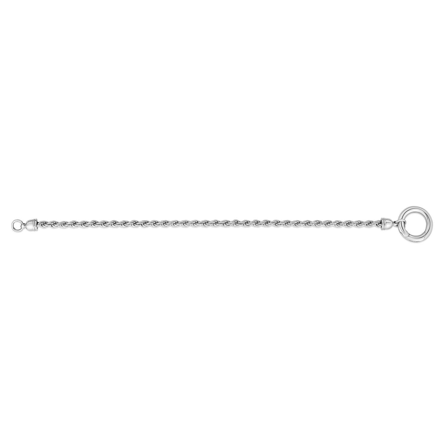 Sterling Silver Rhodium Plated Fancy Push Lock Rope Chain Bracelet (3.40 mm)