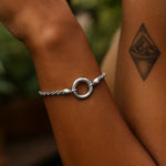 Sterling Silver Rhodium Plated Fancy Push Lock Rope Chain Bracelet (3.40 mm)