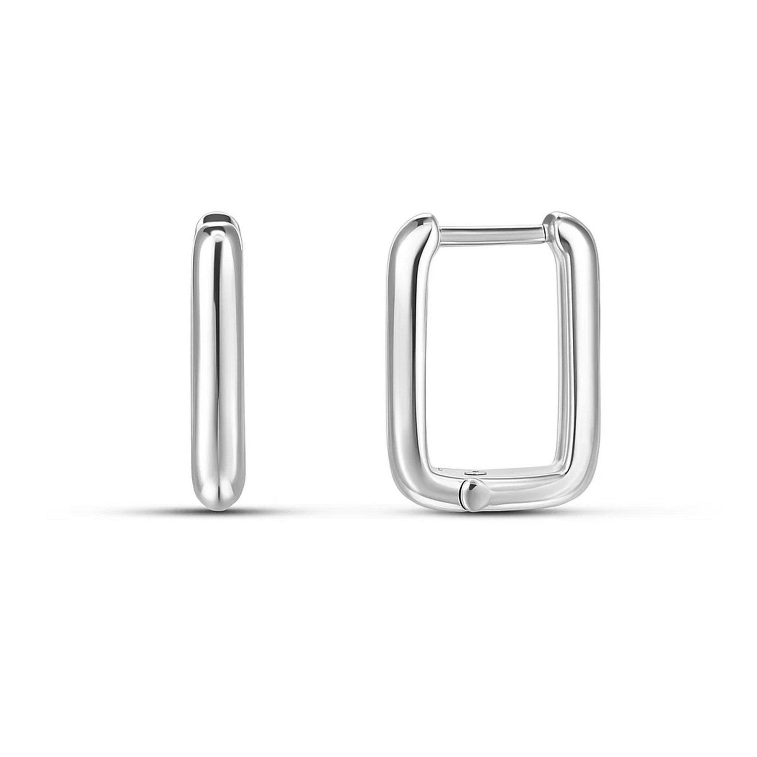 Sterling Silver Rectangle Hoop Earrings