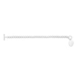 Sterling Silver Rhodium Plated Bead Toggle Heart Bracelet