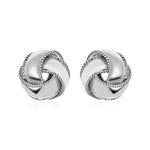 Textured and Polished Love Knot Earrings in Sterling Silver(13mm)