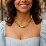 Sterling Silver Gold Plated Bold Bead Necklace