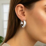 Sterling Silver Sculpted Hoop Earrings