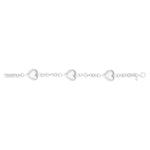 Sterling Silver Rhodium Plated Puffed Triple Heart Bracelet