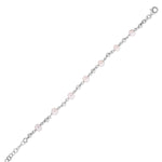 Sterling Silver Rhodium Plated Pearl Bead Bracelet