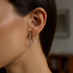 Sterling Silver Polished Thin Hoop Earrings with Rhodium Plating (2x20mm)