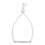 Adjustable Bar Bracelet with Cubic Zirconia in Sterling Silver (1.20 mm)