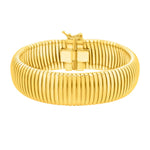 Sterling Silver Yellow Gold Plated Thick Tubogas Bracelet (16.00 mm)
