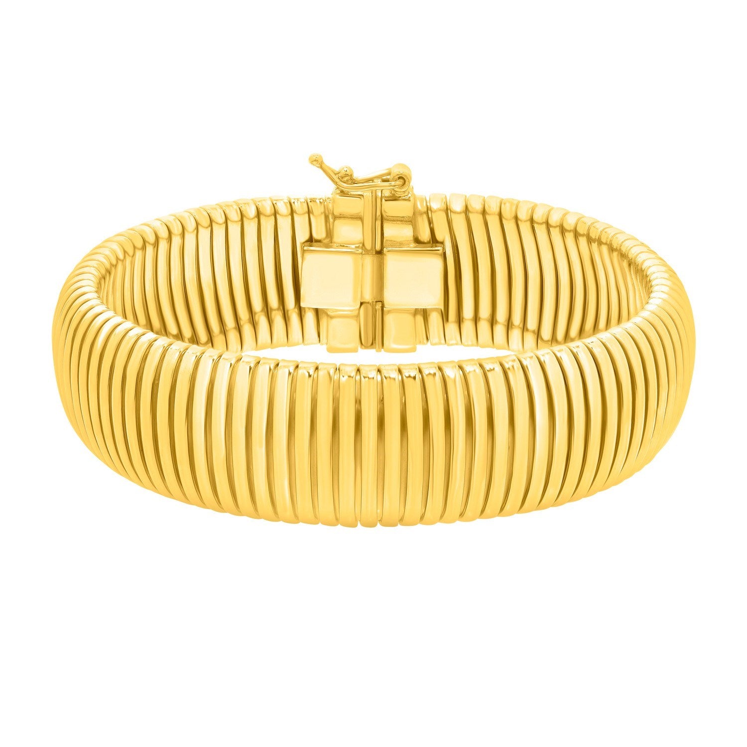 Sterling Silver Yellow Gold Plated Thick Tubogas Bracelet (16.00 mm)
