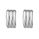 Sterling Silver Triple Row C Hoop Earrings