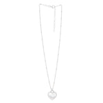 Sterling Silver Rhodium Plated and Mother of Pearl Heart Pendant Necklace