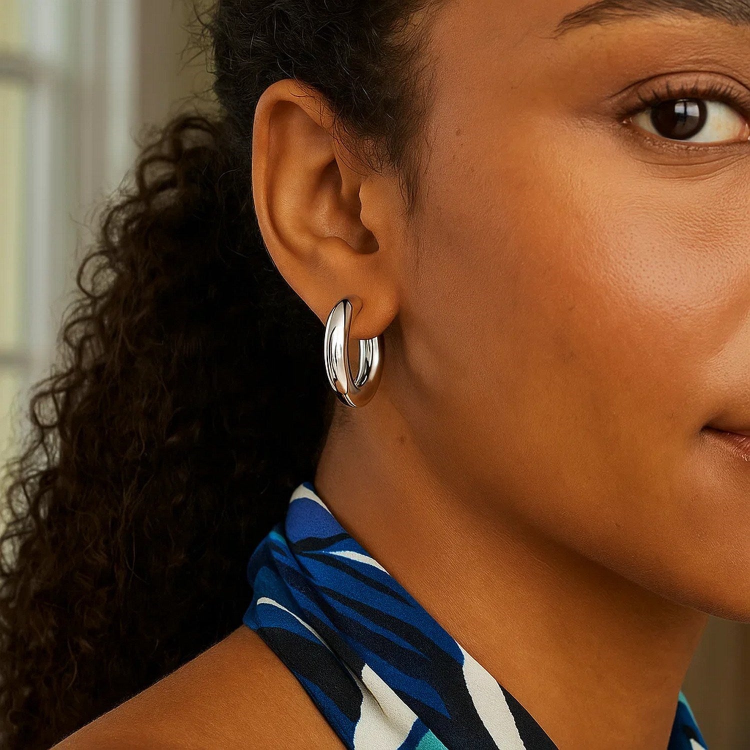 Sterling Silver Classic Round Hoop Earrings