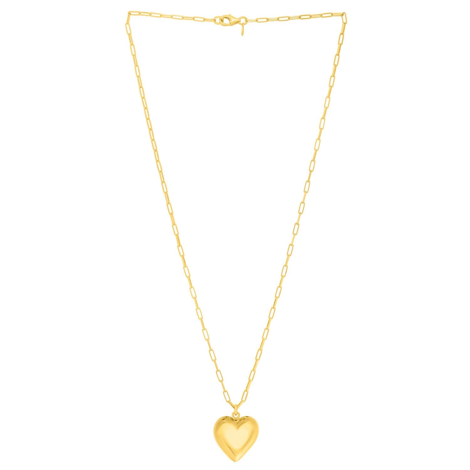 Sterling Silver Gold Plated Puffed Heart Pendant
