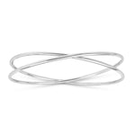 Sterling Silver Rhodium Plated Slip On Cross Over Bangle (11.10 mm)