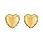 Sterling Silver Yellow Gold Plated Puffed Large Heart Stud Earrings