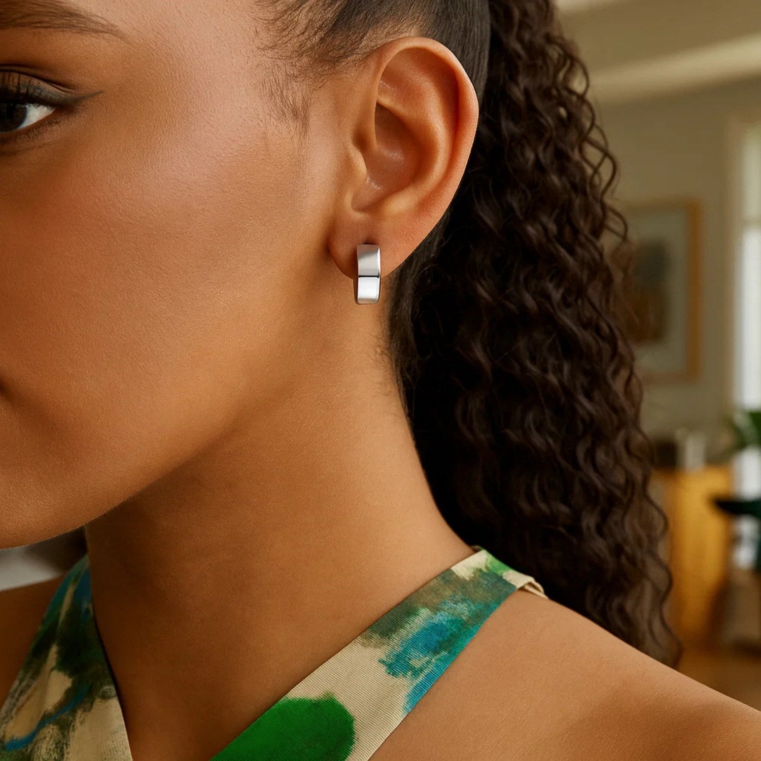 Sterling Silver Round Hoop Earrings with Timeless Design