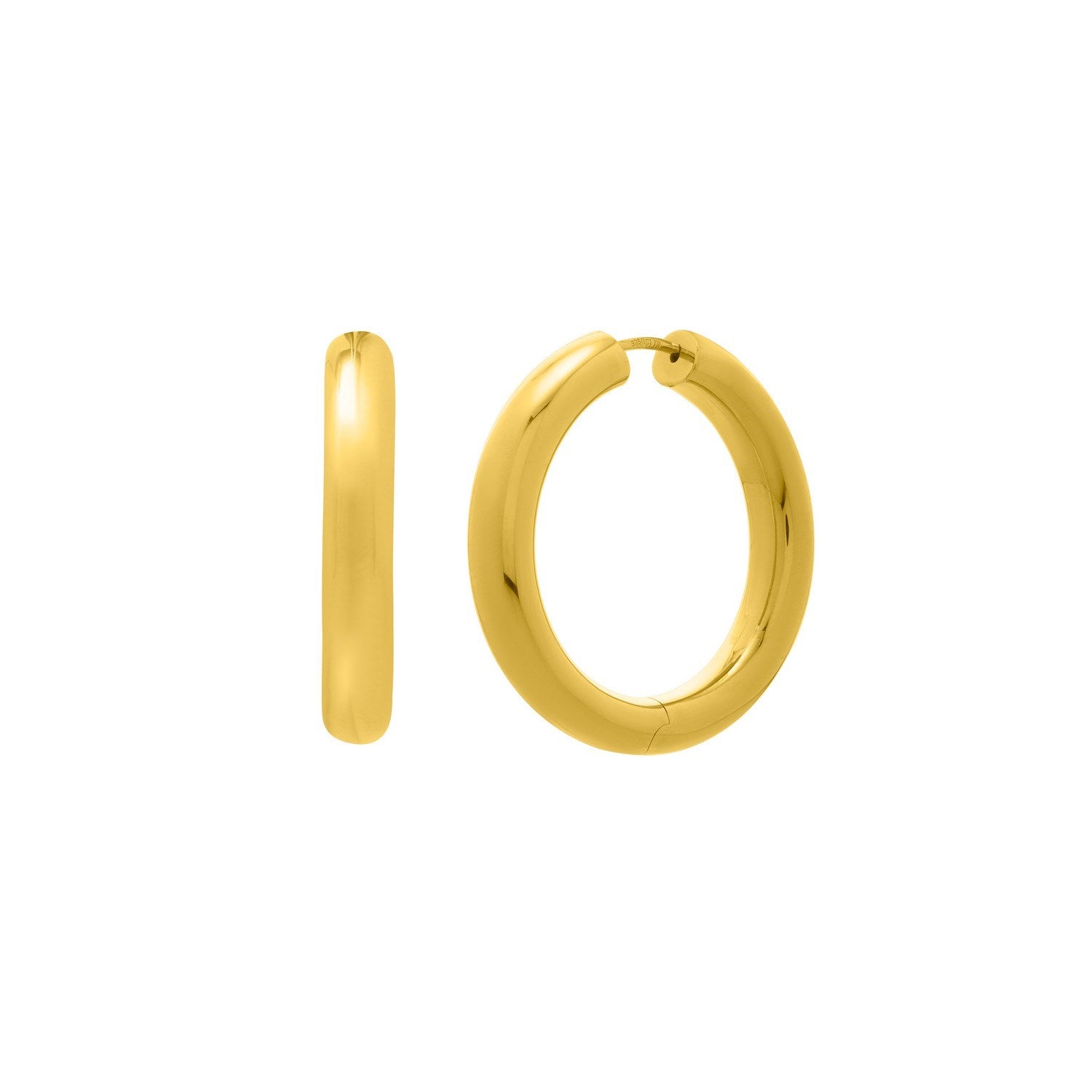 Sterling Silver Yellow Gold Plated Round Hoop Earrings