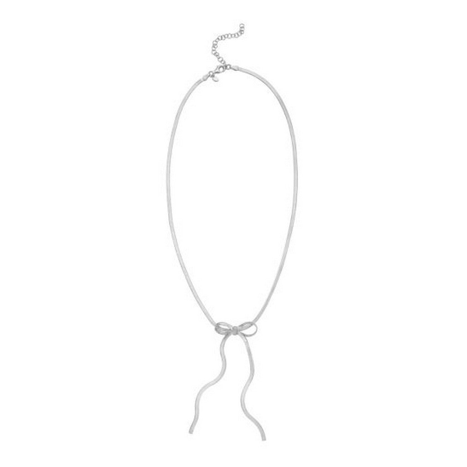Sterling Silver Rhodium Plated Snake Bow Necklace