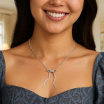 Sterling Silver Rhodium Plated Snake Bow Necklace