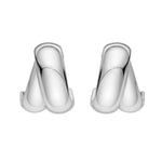 Sterling Silver Puffed Double Row Crossover C Hoop Earrings