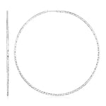 Sterling Silver Large Textured Round Hoop Earrings(1.6x70mm)
