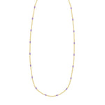 Sterling Silver Gold Plated Purple Enamel Beaded Necklace