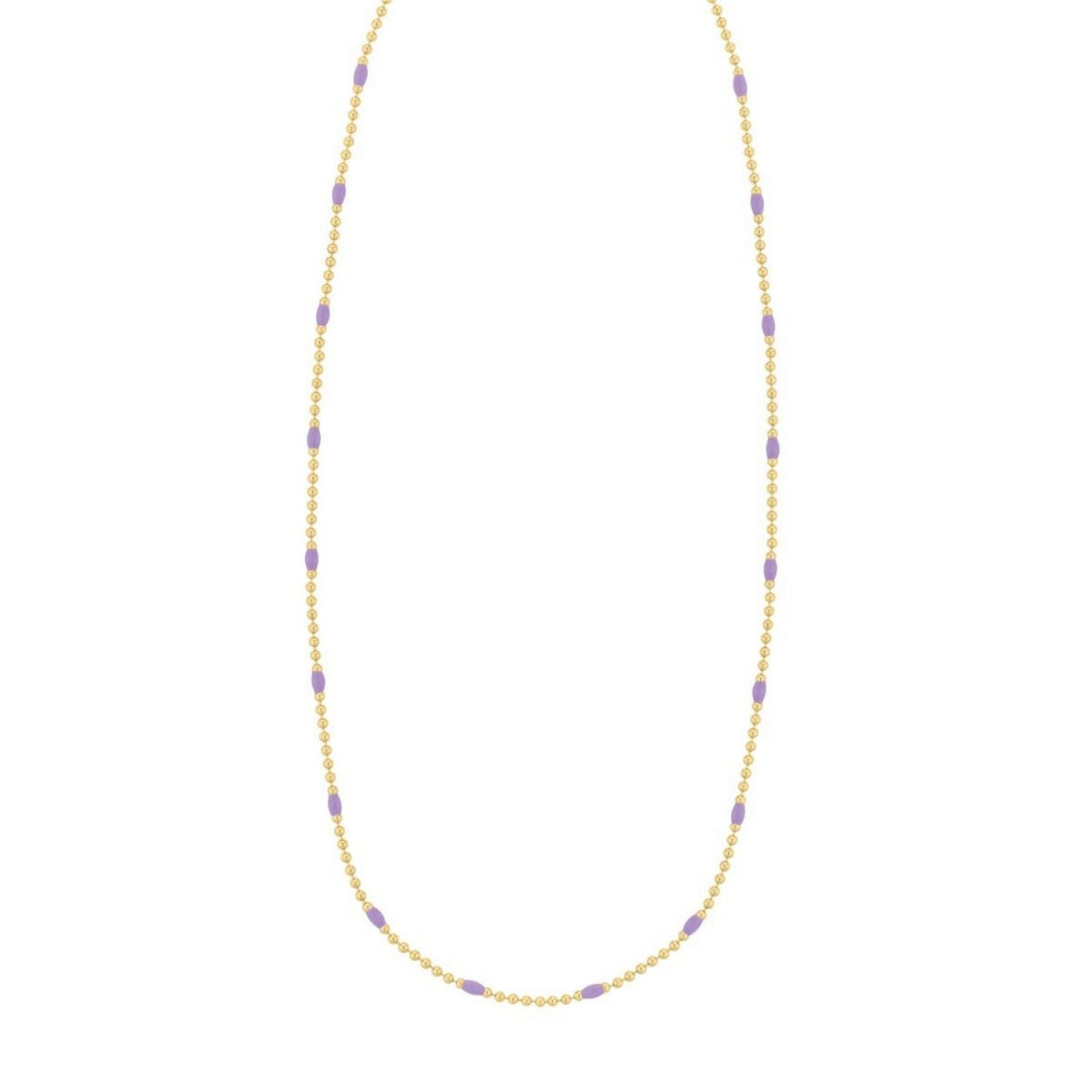 Sterling Silver Gold Plated Purple Enamel Beaded Necklace
